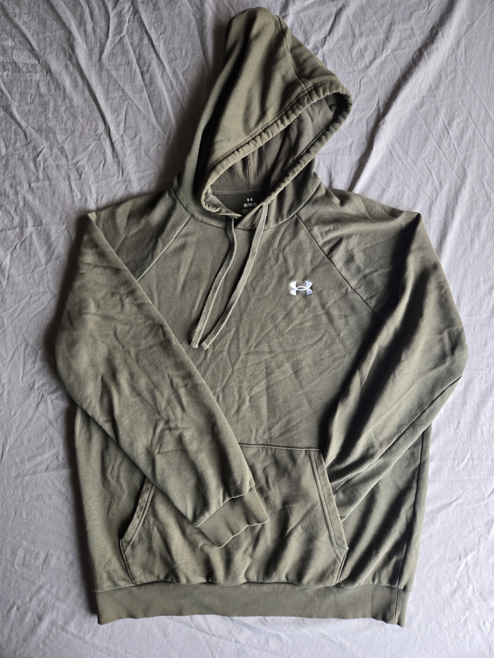 Under Armour Olive Green Pullover Hoodie with White Logo